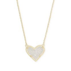 Kendra Scott | Ari Heart Gold Pendant Necklace in Iridescent Drusy