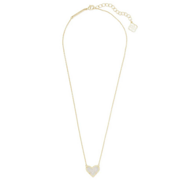 Kendra Scott | Ari Heart Gold Pendant Necklace in Iridescent Drusy