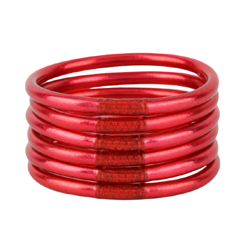BuDhaGirl | Set of Six | All Weather Bangles in BDG Pink/Red