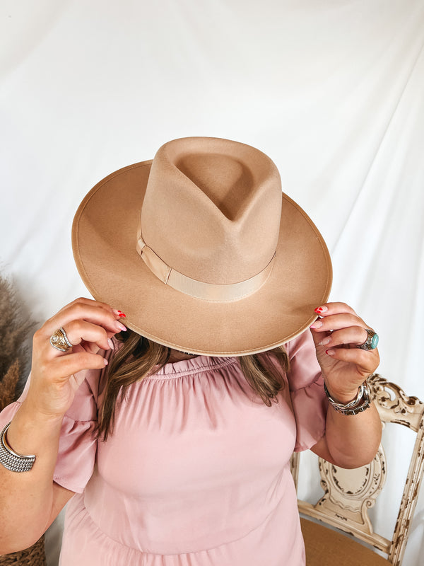 GiGi Pip | Monroe Wool Felt Rancher Hat with Ribbon Band in Nude