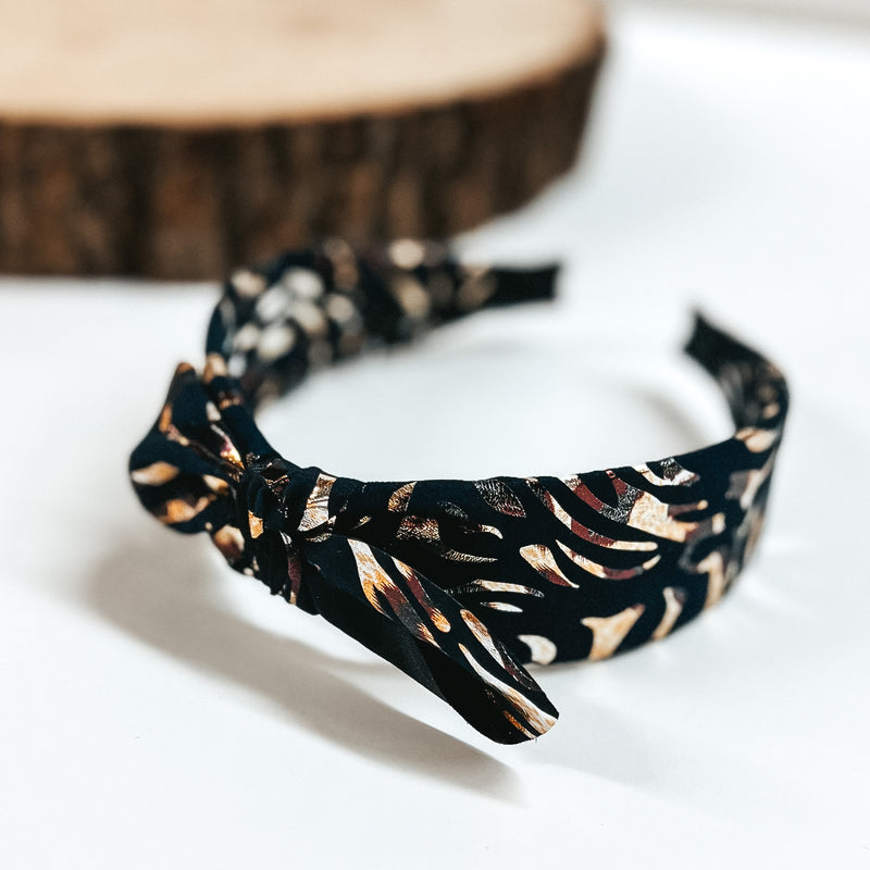 Buy 3 for $10 |  Zebra Gold Foil Headbands with Tie on Plastic Headband