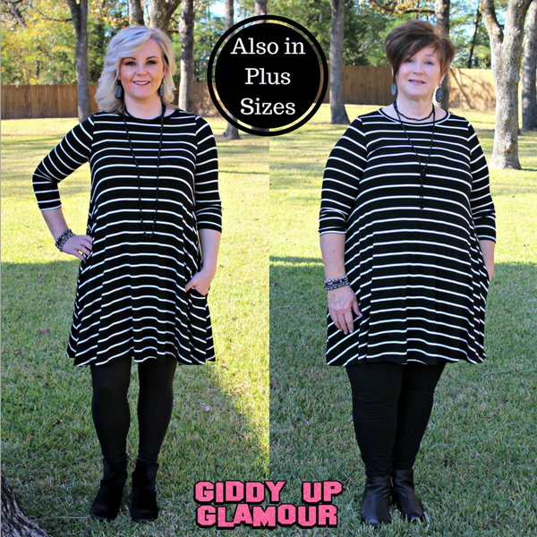 All The Stripe A Line Tunic Dress in Black