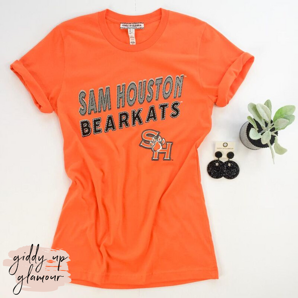 SHSU | Sam Houston Bearkats Block Letter Logo Short Sleeve Tee Shirt in Orange