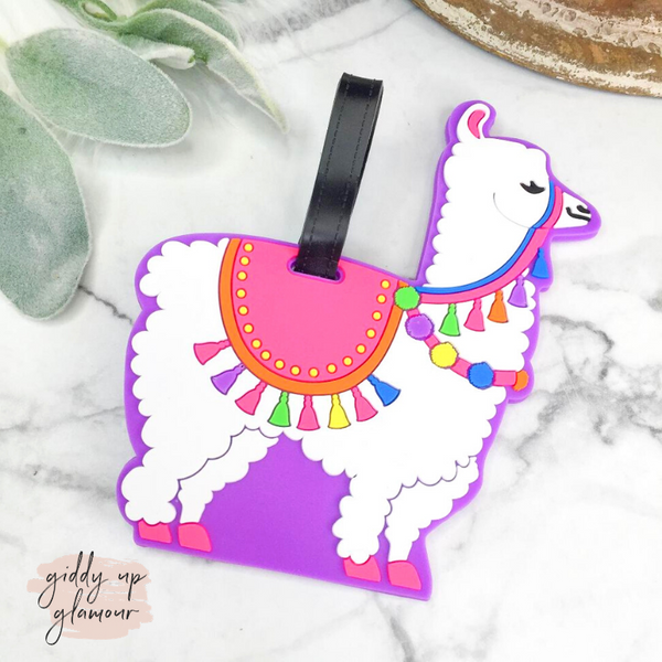 Buy 3 for $10 | Boho Neon Llama Luggage Tag