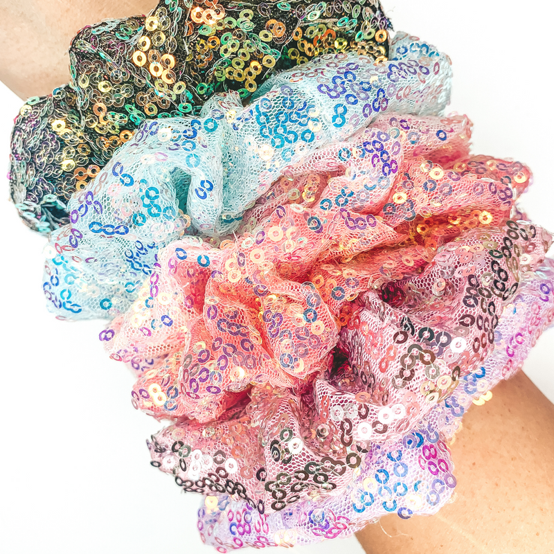 Buy 3 for $10 | Mesh Sequin Hair Scrunchies