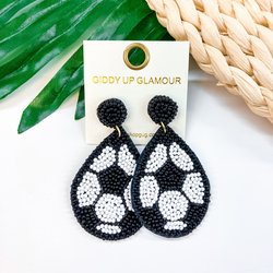 Seed Bead Teardrop Soccer Earrings