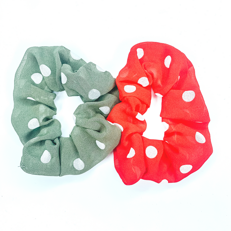 Buy 3 for $10 | Set of Two | Polka Dot Scrunchies