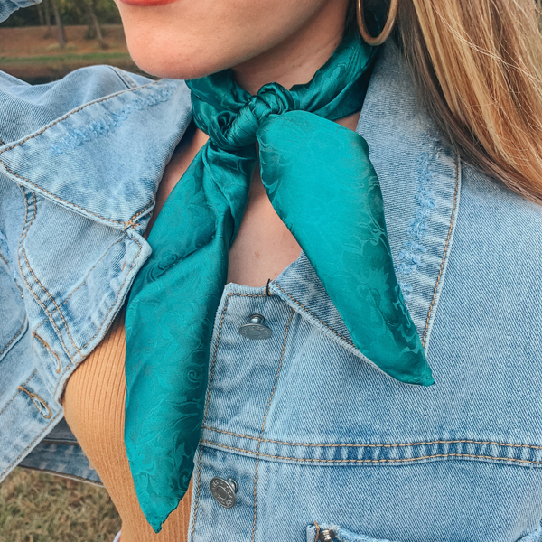 Mini Jacquard Wild Rag in Teal