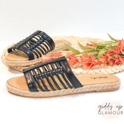 Last Chance Size 6 | Caught In the Sun Slide On Espadrille Sandals in Black
