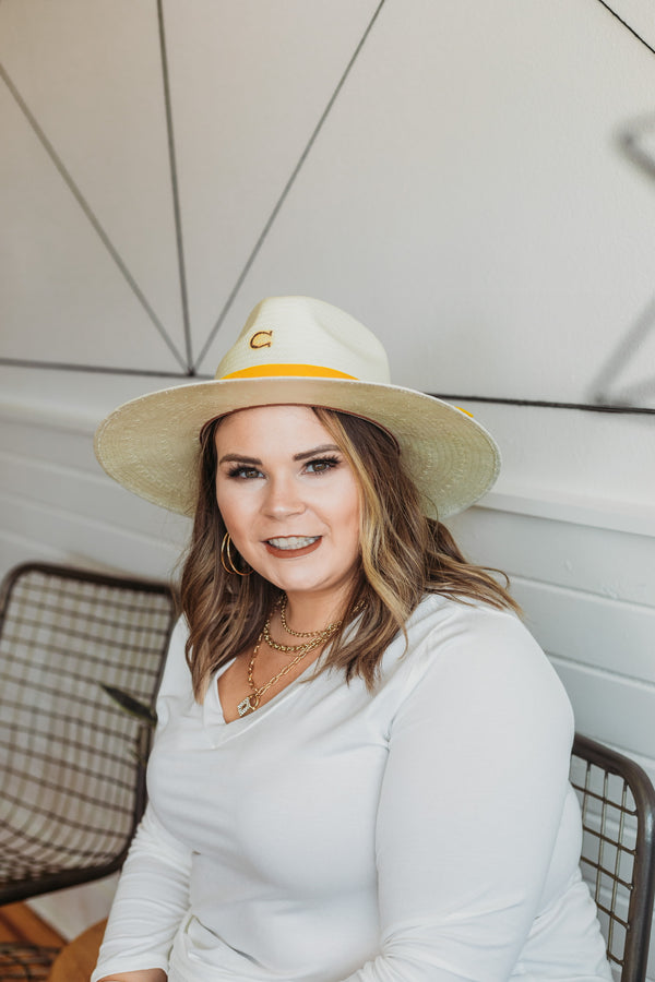 Charlie 1 Horse | Lone Star Love Straw Hat with Yellow Velvet Ribbon Band and Barbosa Star Concho Pin