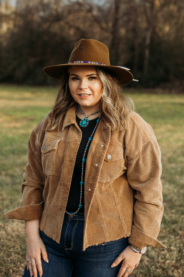 Charlie 1 Horse | Gypsy Wool Felt Floppy Hat with Beaded Band in Acorn