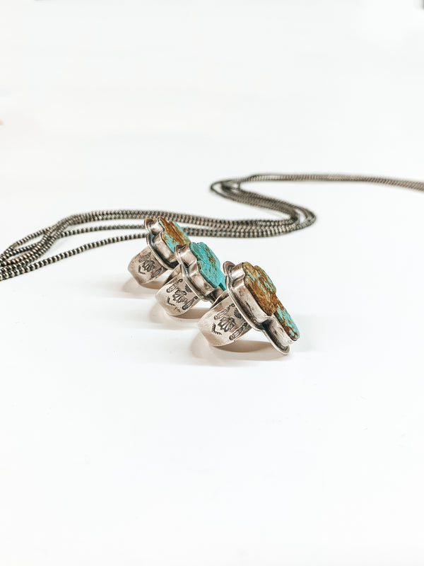 Zia | J Piaso | Navajo Handmade Sterling Silver Ring with Turquoise Cactus Shape Stone