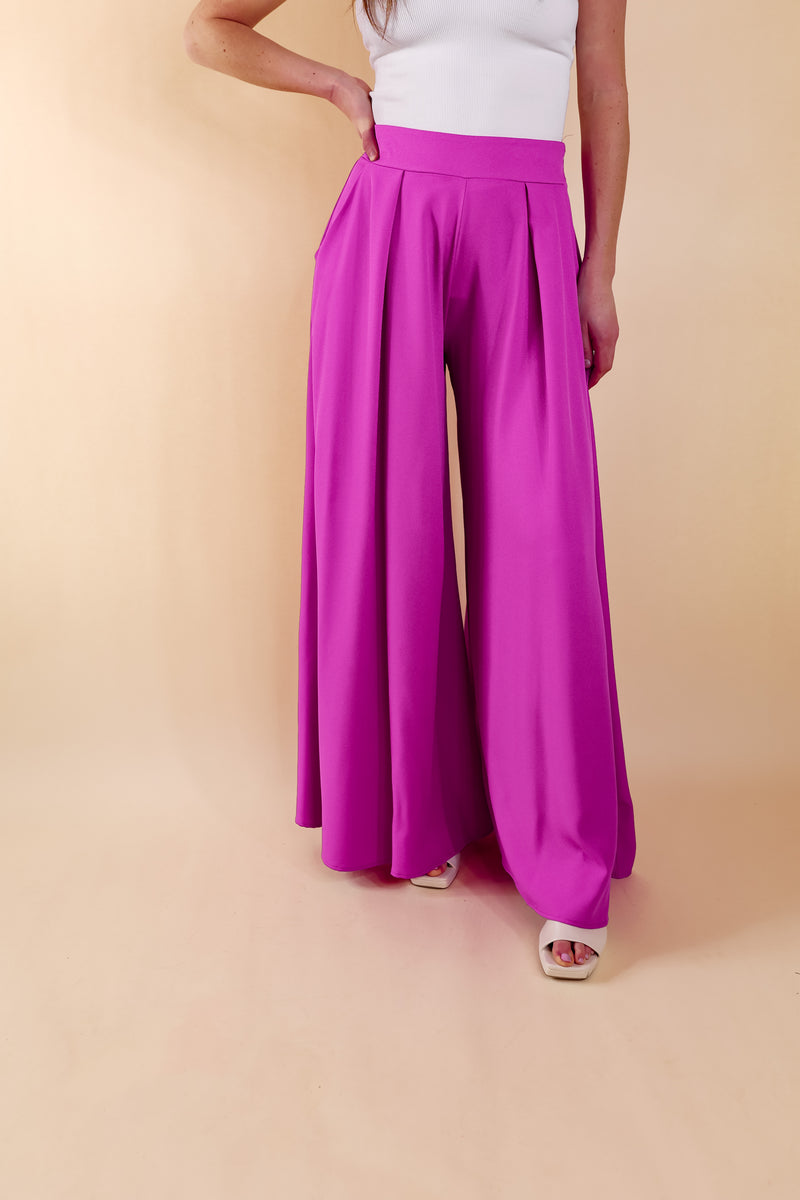 Urban Wonders Wide Leg Pants in Magenta Purple