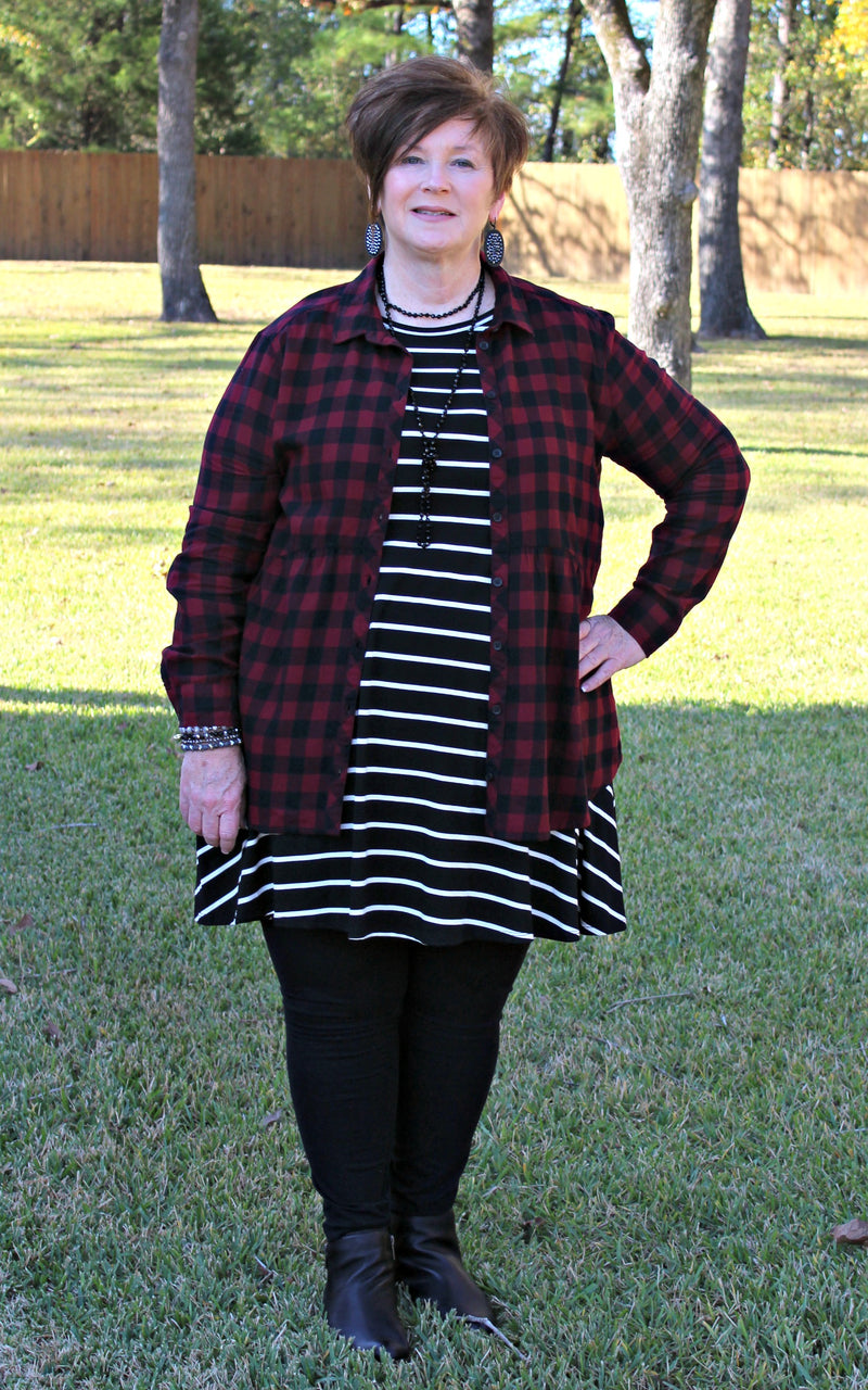 All The Stripe A Line Tunic Dress in Black