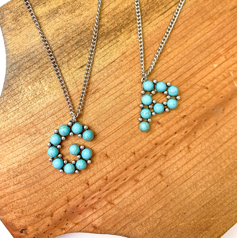 Say My Name Initial Necklaces in Turquoise