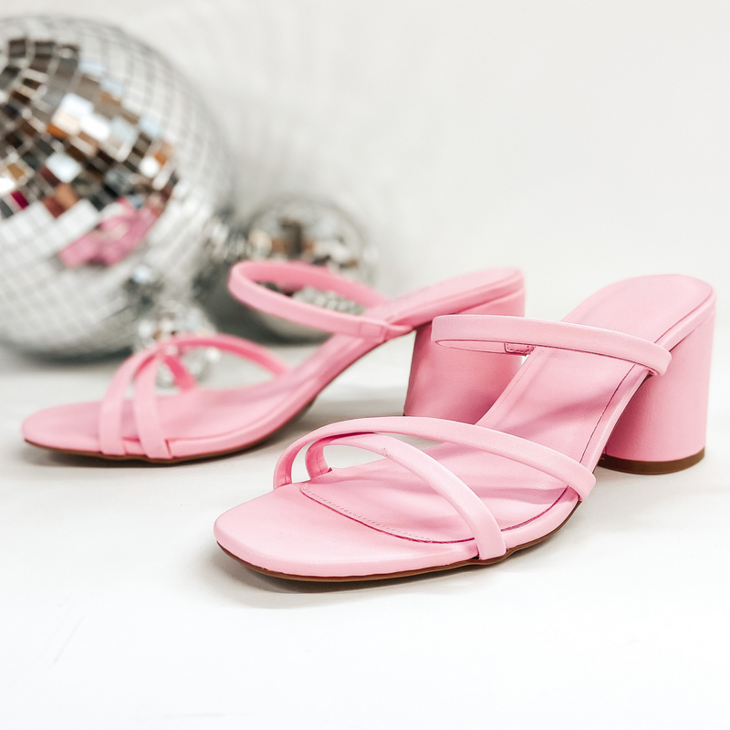 High Priority Strappy Heeled Sandals in Light Pink