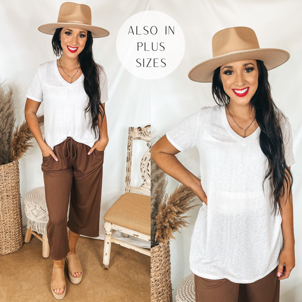 Looking For You Short Sleeve V Neck Top in White