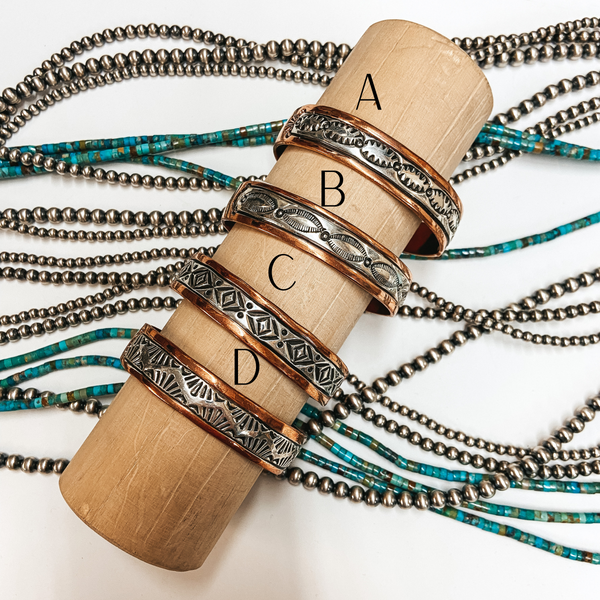 Charlene Little | Navajo Handmade Sterling Silver and Copper Cuff Bracelet