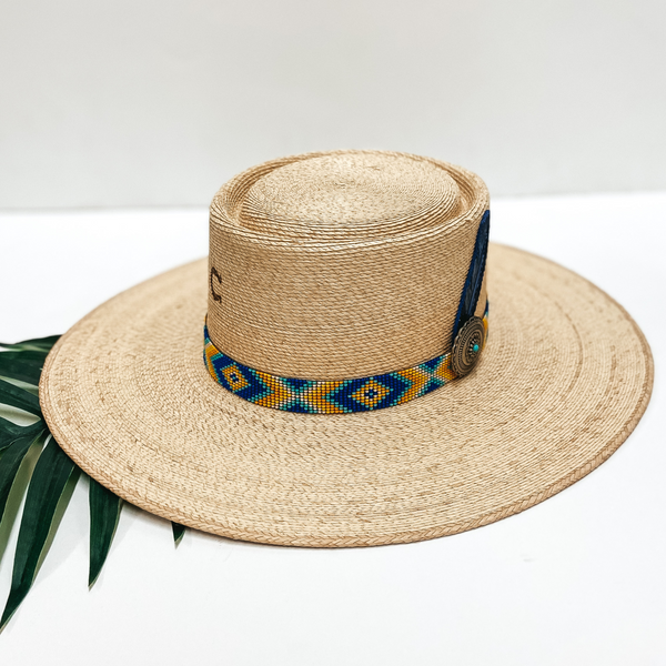 Charlie 1 Horse | Mamacita Palm Leaf Hat with Beaded Band and Leather Feather