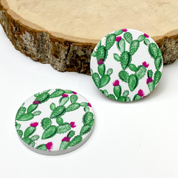 Set of Two | Cactus Car Coasters in White