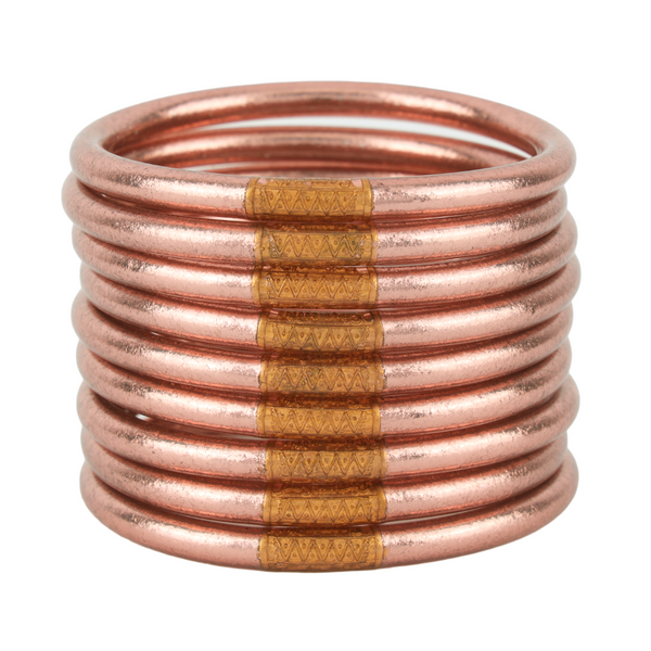 BuDhaGirl | Set of Nine | All Weather Bangles in Rose Gold