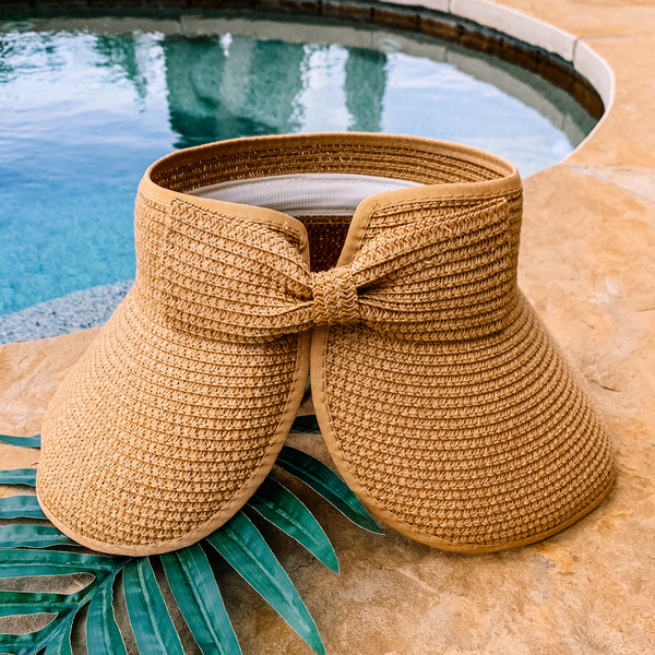 Poolside Chic Velcro Sun Visor in Tan