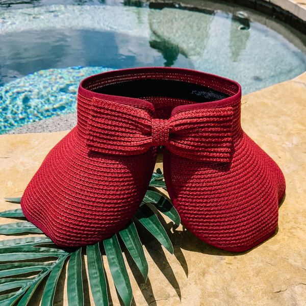 Poolside Chic Velcro Sun Visor in Red