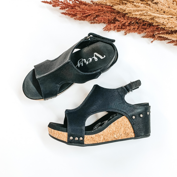 Very G | Trading Secrets Wedge Sandal with Velcro Strap in Black