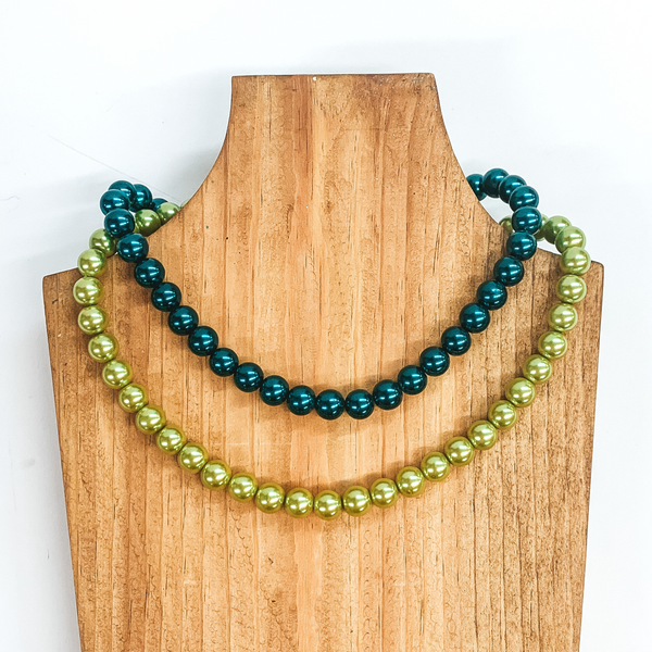 GUG Handmade Pearl Beaded Necklaces in Green and Teal