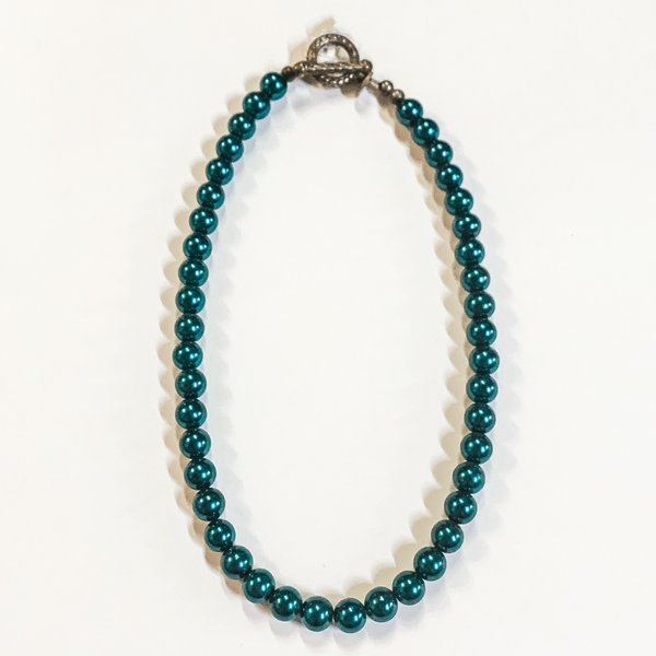 GUG Handmade Pearl Beaded Necklaces in Green and Teal