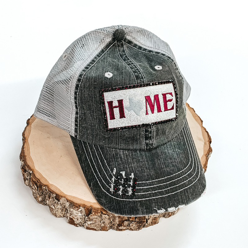 Texas Home Distressed Baseball Cap in Grey