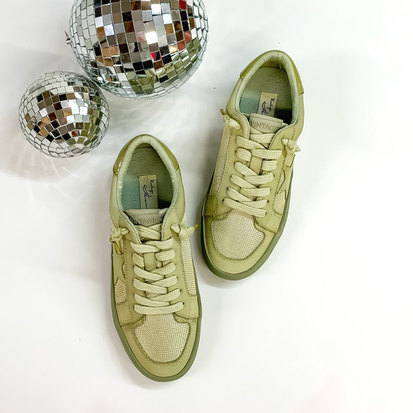 Vintage Havana | Extra Dip Dye Sneakers in Olive Green