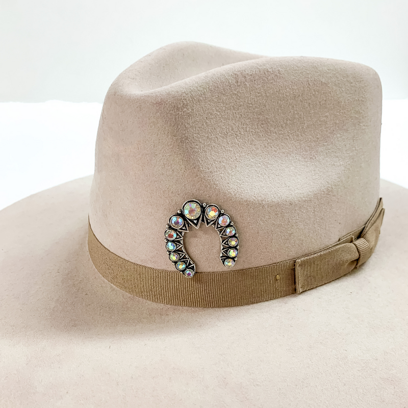 Large Naja Hat Pin with AB Crystals in Silver Tone