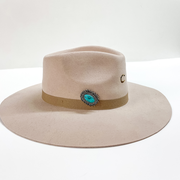 Silver Tone Oval Concho Hat Pin with Large Center Turquoise Stone