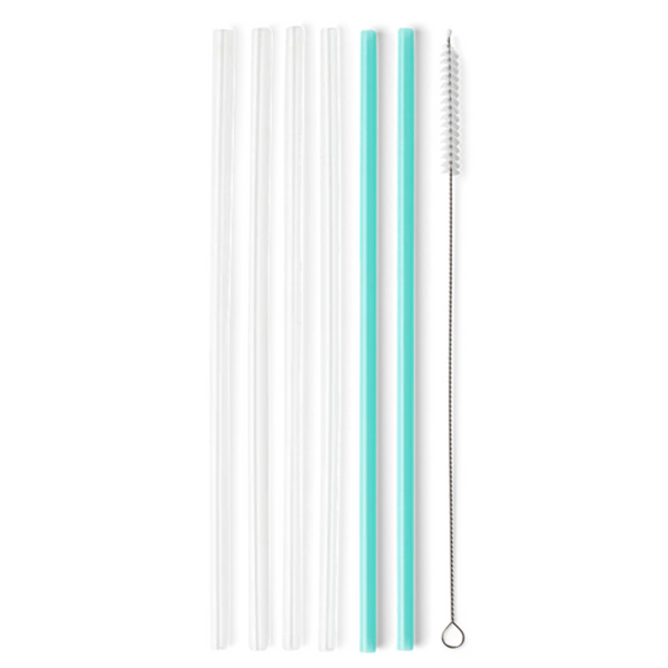 Swig | Clear + Aqua Reusable Straw Set