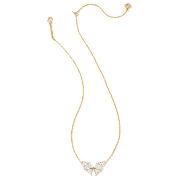 Kendra Scott | Blair Gold Butterfly Pendant Necklace in White Crystal