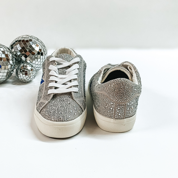 Vintage Havana | Splash Rhinestone Sneakers with Blue Star in Silver