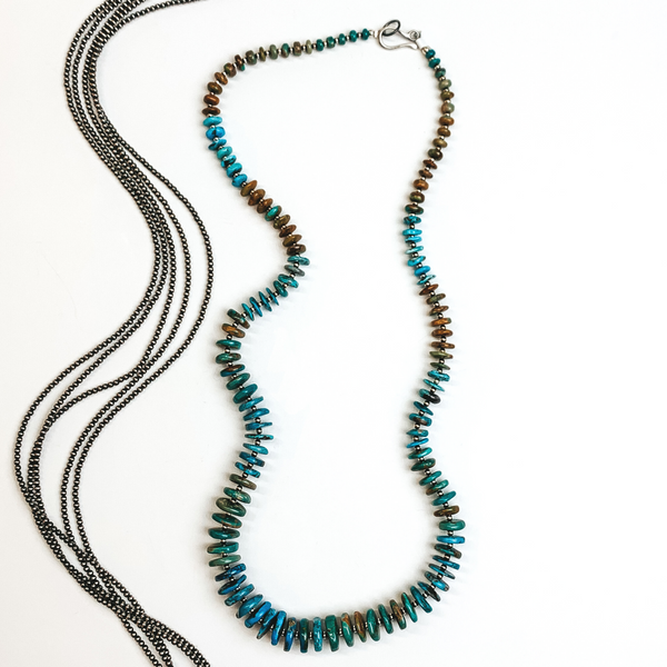 Betty Bitsie | Navajo Handmade Graduated Kingman Turquoise Circle Beaded Stones and 3mm Navajo pearl Spacers