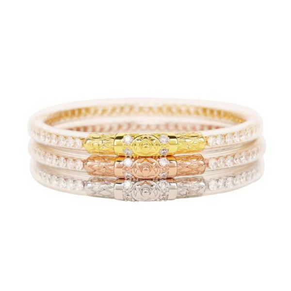 BuDhaGirl | Set of Three | Three Queens All Weather Bangles in Clear Crystal