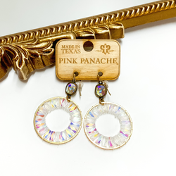 Pink Panache | AB Cushion Cut Earrings with AB Crystal Beaded Circle Drop