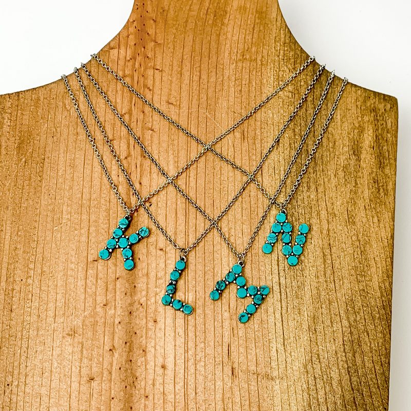 Mini Turquoise Initial Necklaces