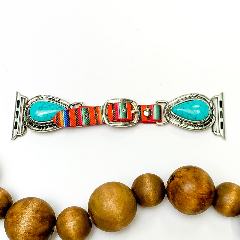 Serape Smart Watch Band with Teardrop Turquoise Stones