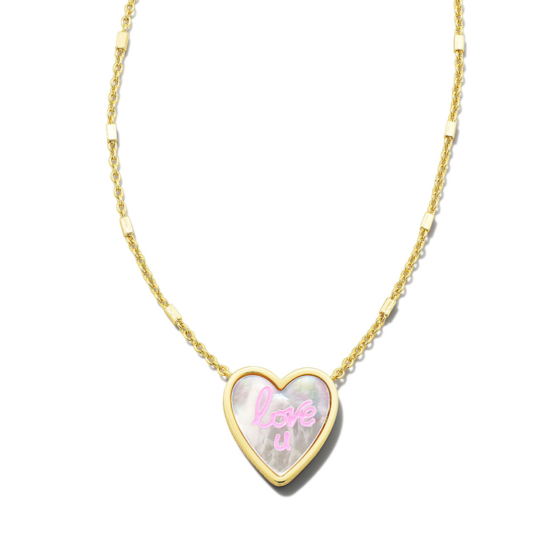 Kendra Scott | Love U Heart Gold Pendant Necklace in Ivory Mother-of-Pearl
