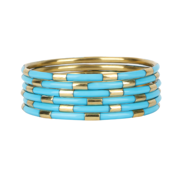 BuDhaGirl | Set of Six | Veda Bangles in Turquoise
