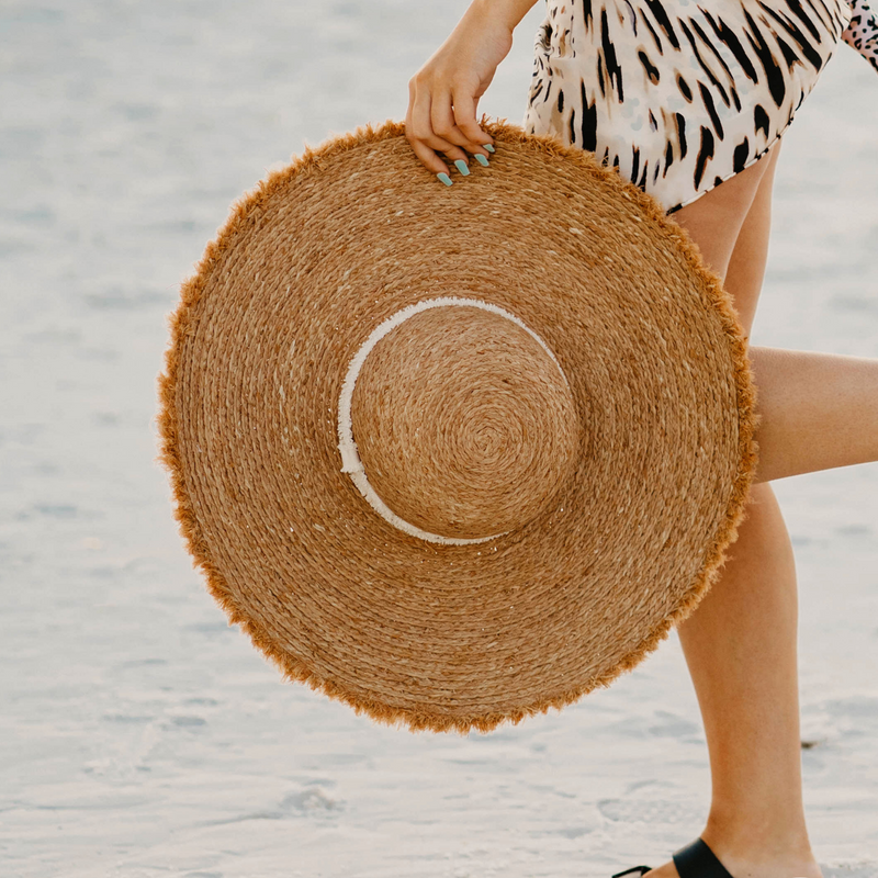 The Sharpay Oversized Floppy Hat with Canvas Band in Natural Straw