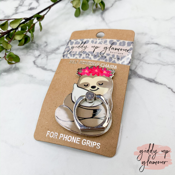 Floral Sleepy Sloth Phone Ring