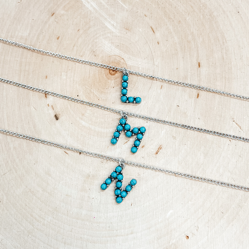 Mini Western Turquoise Initial Necklaces