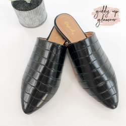 Last Chance Size 6 | Stay Wild Crocodile Slide-In Mule Flats in Black