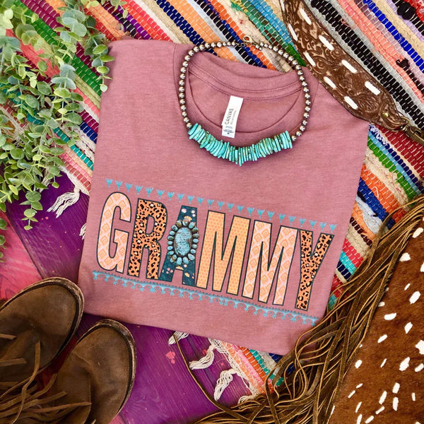 Grammy Short Sleeve Graphic Tee in Mauve Pink