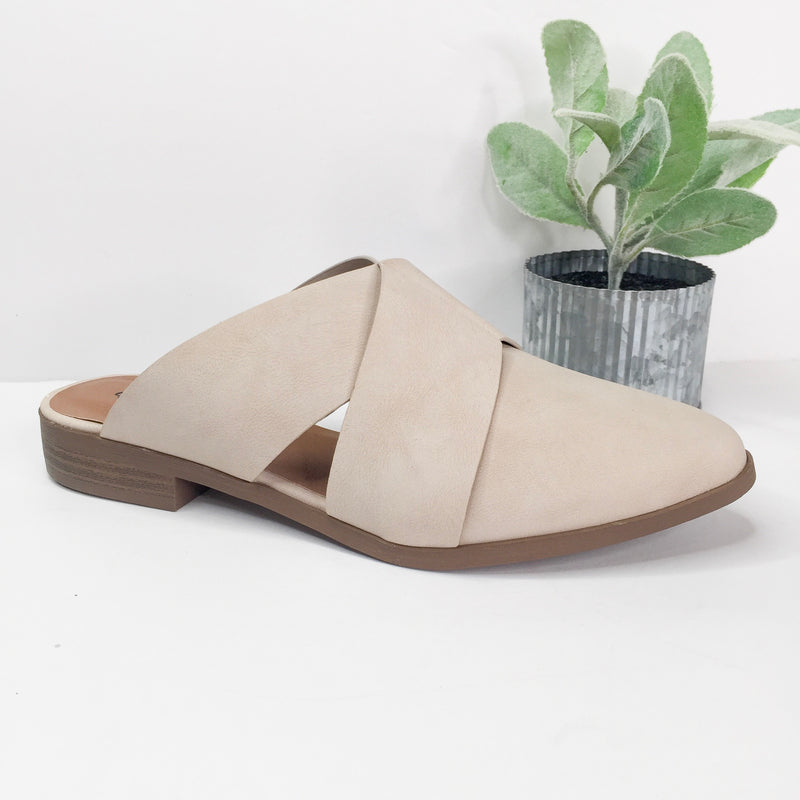 Last Chance Size 5.5, 6 & 6.5 | Cool With That Cross Band Ballerina Mules in Stone